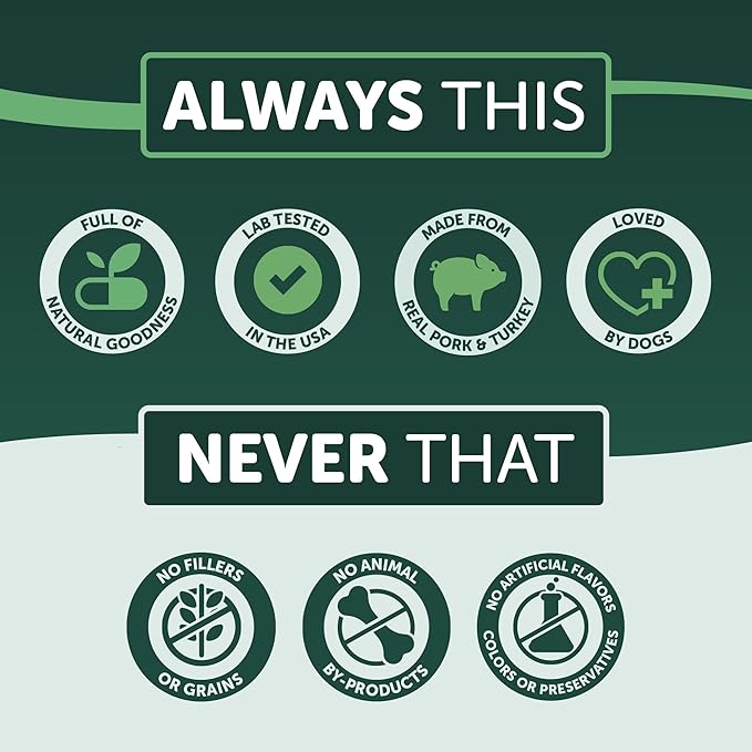 Deli Sticks Pork and Turkey Human-Grade Gluten-Free Soft and Chewy Dog Treats, 10 Count Bag