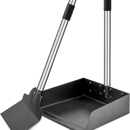 Pooper Scooper for Large Dogs, Adjustable Long Handle Metal Tray and Spade Poop Scooper for Dogs with Bin for Pet Waste Removal, No Bending Clean Up Pooper Scooper for Medium and Large Dogs