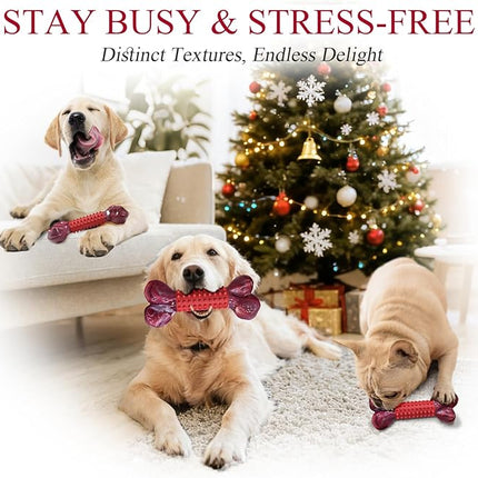 Apasiri Tough Dog Toys for Aggressive Chewers Large Breed, 2-Pack Dogs Chew Toys for Large Medium Dogs, Nylon and Rubber Dog-Bones for Teething Chew, Beef Flavor, for Doggo 20-80 lbs