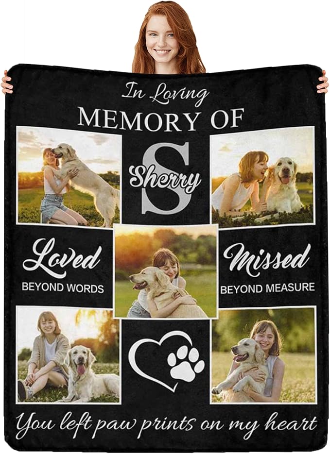 Artsadd Dog and Cat Memorial Gifts, Pet Loss Memorial Blanket, Custom Dog Blanket, Personalized Pet Remembrance Gifts, Loss of Pet or Cat Remembrance Sympathy Grief Condolence Bereavement Gifts