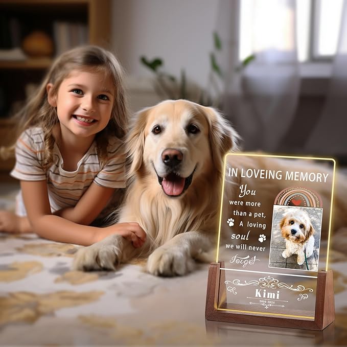 Personalized Dog Memorial Gifts for Loss of Dog, Pet Memorial Gifts for Dogs, Customized Pet Memorial Night Light, Dog Loss Sympathy Gift, Memorial Gifts for Cats, Dog Memorial Acrylic Plaque