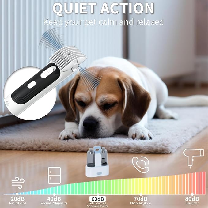 FOTING 6 in 1 Dog Grooming Vacuum & Dryer Kit, 2.1L Double Dust Cup Separator Design, Dogs Vacuums for Shedding Grooming, 10000pa Pet Grooming Vacuum for Dogs at Home