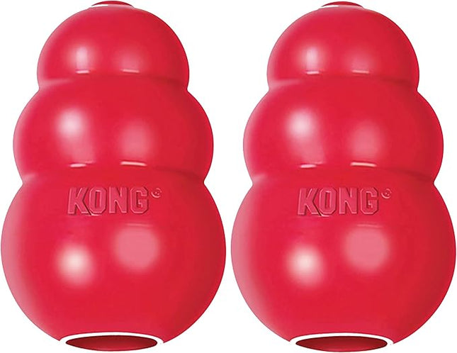 KONG Classic Stuffable Dog Toy - Fetch & Chew Toy for Dogs - Treat-Filling Capabilities & Erratic Bounce for Extended Play Time - Durable Natural Rubber Material - for Large Dogs (Pack of 2)