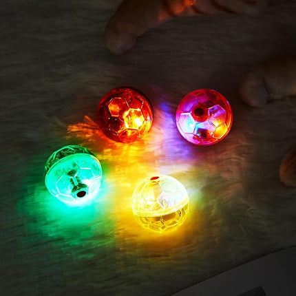 Frienda 4 Pieces Ghost Hunting Cat Ball Motion Light up Cat Balls LED Motion Activated Pet Ball Motion Light up Interactive Toys Pet Glowing Mini Running Exercise Ball Toys(Classic Color)