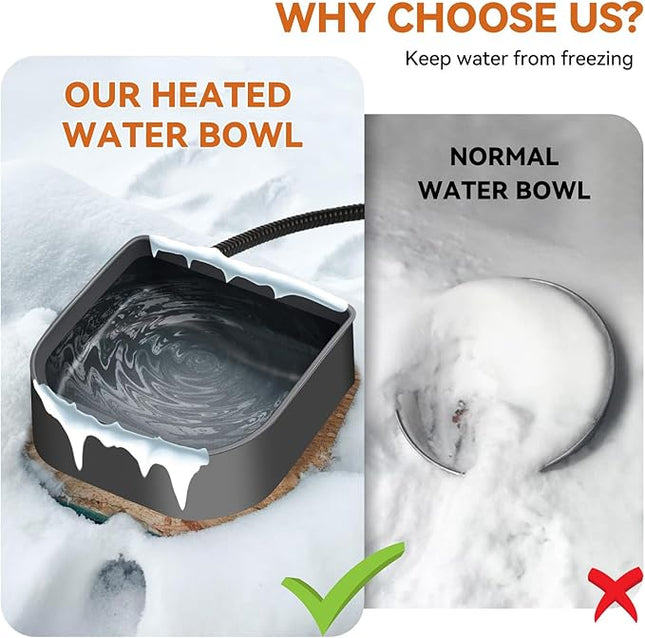 NAMSAN Small Heated Pet Bowl for Cats Rabbits, Outdoor and Indoor, 1 L Heated Water Bowl for Chicken Birds Ice Free, Thermal-Bowl for Dog Cage, Hanging Kennel Dish, Self-Assembly