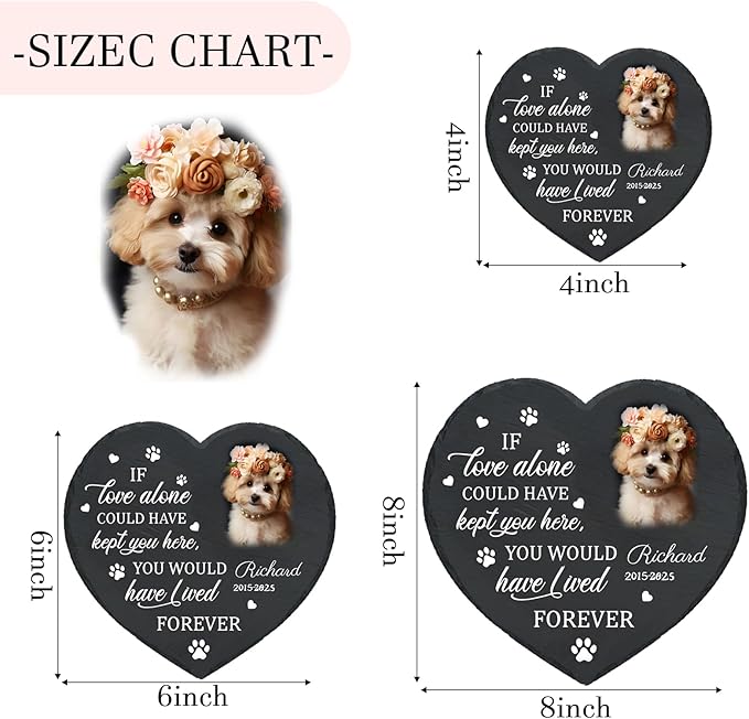 Personalized Pet Memorial Stone - Custom Dog Grave Marker with Name & Photo - Sympathy Gifts for Loss of Beloved Dog - Cemetery Decor - Rainbow Bridge Memorial for Dogs (Style E)