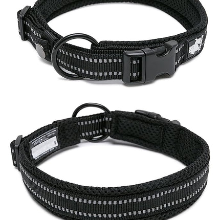 Dog Collar Reflective Premium Duraflex Buckle,High Grade Nylon Webbing No Choke Basic Collars Truelove TLC5011(Black,2XS)