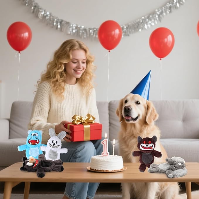 Squeaky Dog Toys, 5 PCS Crinkle Dog Toy Plush, Dog Toys Value Pack for Small Medium and Large Dogs, Dog Chew Toys to Keep Them Busy