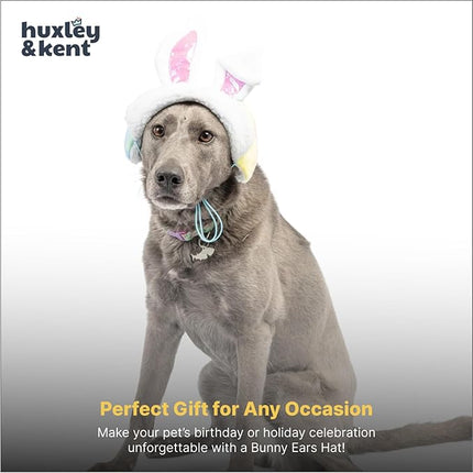 Huxley & Kent Pet Hat for Dogs & Cats - Cute Easter Costume Hat with SnugFit Adjustable Straps - Soft Cap for Spring, Photos & Parties - Bunny Ears, Large