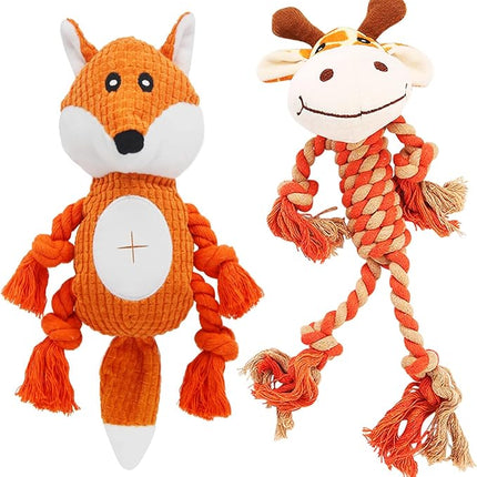 Rope Dog Toys to Keep Them Busy - Tug of War Dog Toys for Boredom Plush Interactive Squeaky Puppy Toys for Small Medium Large Dogs