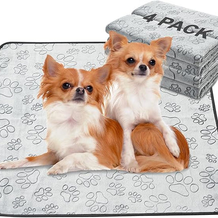 Qeils Reusable Puppy Pads, 4 Pack Washable Pee Pads for Dogs, Non Slip Wee Wee pad, Absorbent and Leakproof Training Mats for Potty, Crate, Playpen, Bed, Sofa, 30"x 34"