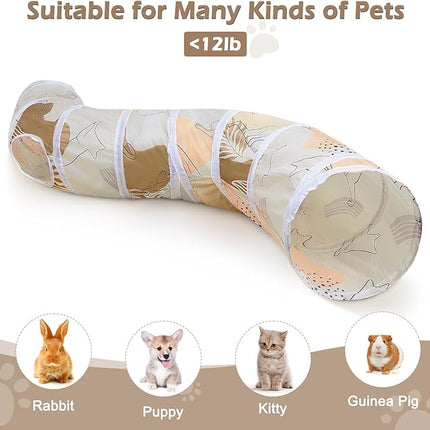 Glittme Cat Tunnel, Cat Tunnels for Indoor Cats, S-Shape Cats Cave with Cat Toys, Foldable Cat Tubes and Tunnels for Cats, Rabbit, Puppy, Guinea Pig