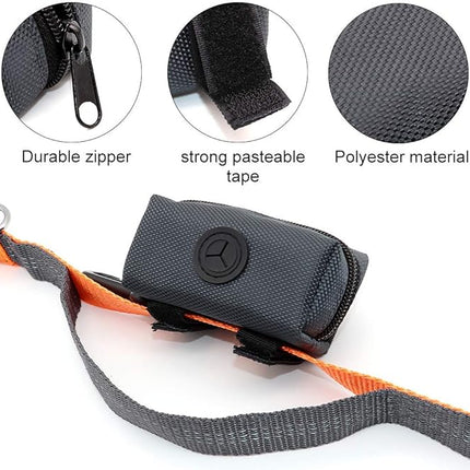 SLSON Pet Waste Bag Dispenser Zippered Pouch,Portable Dog Poop Bag Holder Leash Attachment Lightweight Fabric Bags (Dark Grey)
