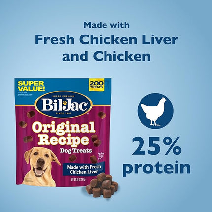 Bil-Jac Original Recipe Soft Training Dog Treats, Chicken Liver Flavor, Made with Real Chicken Liver, Resealable Double Zipper Pouch, 20oz (3-Pack)