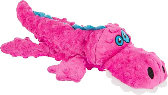 goDog Gators Squeaky Plush Dog Toy with Chew Guard Technology, Durable Fabric & Squeaker for Active Play, Pink, Large