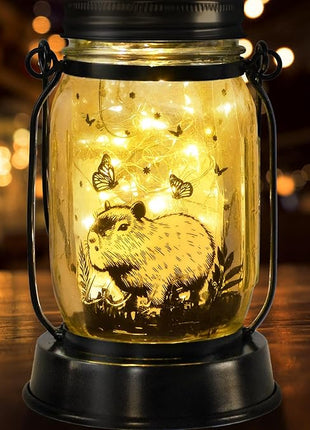 Capybara Gifts for Women/Men Capybara Solar Lanterns Mom Grandma Birthday Present Lantern Memorial Lights Solar Garden Decoration Outside for Yard, Patio,Backyard,Porch Torches
