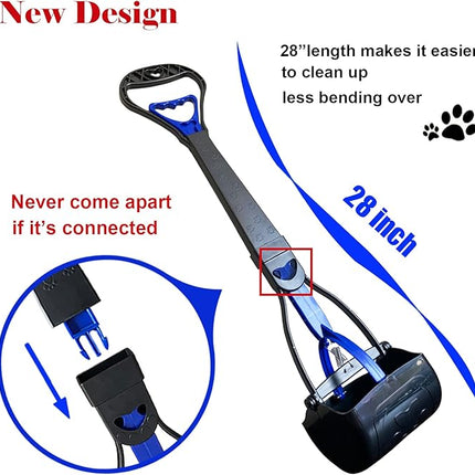 Non-Breakable Pooper Scooper for Large Medium & Small Dogs Heavy Duty, 28“Long Handled Dog Poop Scooper for Grass,Durable Dog Poop Pick Up Tool, Poop Grabber