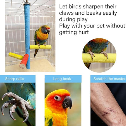 Bird Perch Stand Toy Parrot Multi Branch Paw Grinding Stick Cage Accessories Playground Exercise Toys for Parakeet Cockatiel Conures Lovebird Finch