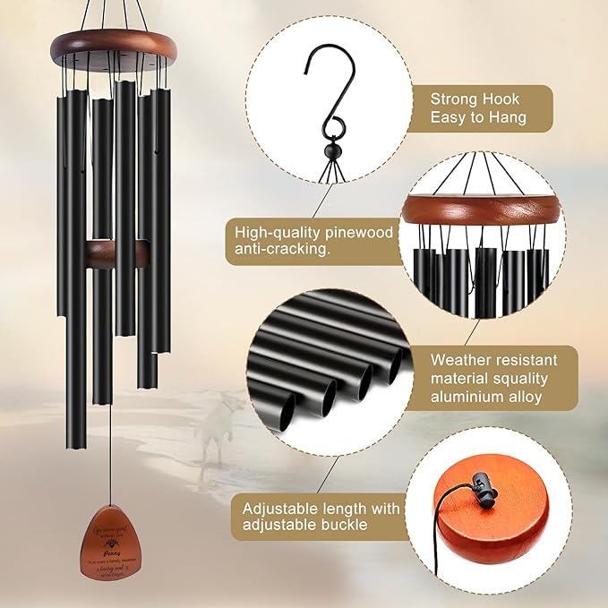 Funnylife Personalized Pet Memorial Wind Chime, Dog Memorial Gifts Pet Loss Sympathy Gifts Thoughtful Dogs and Cats Remembrance Outdoor Bereavement Memory Wind Chime 26"