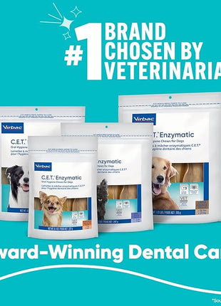 C.E.T. Enzymatic Oral Hygiene Chews for Dogs - Plaque & Tartar Control - Single Layer Beefhide with Exclusive Dual-Enzyme System & Tasty Chicken Flavor - Easy to Give Dog Dental Chew