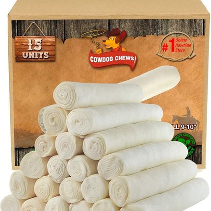 Cowdog Chews Retriever Roll 9-10 inch (15 Pack) All Natural Rawhide Dog Treat Bone