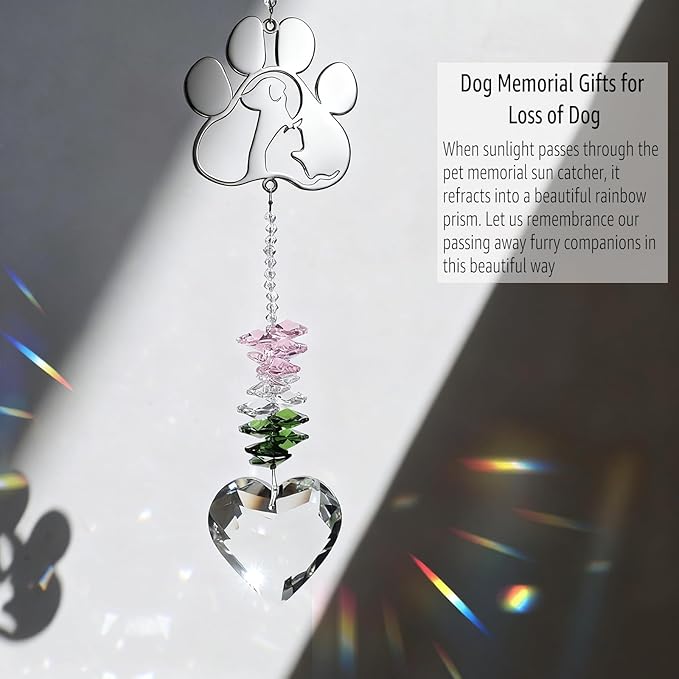 Pet Memorial Suncatcher, Dog Memorial Gifts, for Pet Loss and Pet Sympathy, Thoughtful Bereavement Remembrance Gifts for Dogs and Cats
