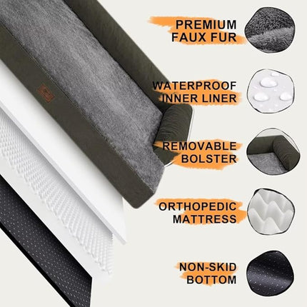 Small Dog Bed Waterproof Orthopedic Dog Beds for Medium Sized Dogs Comfy Pet Cat Bed with Sides, Washable Removable Cover