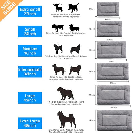 Dog Beds Crate Pad for Extra Large Dogs Fit Metal Crates,Ultra Soft Bed Washable & Anti-Slip Kennel Cozy Sleeping Mat,Gray 48inch