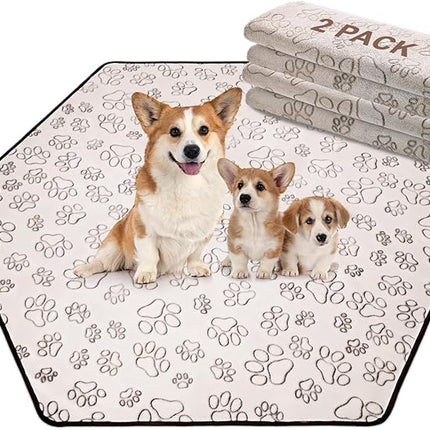 Qeils Reusable Puppy Pads, 2 Pack Washable Pee Pads for Dogs, Specifically Designed for 6 Panels for Dog Playpen Waterproof Non Slip Wee Wee pad, Absorbent & Leakproof Mats for Kennel, Floor 55"x 62"