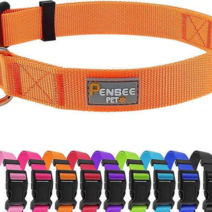 Dog Collar Orange Basic Adjustable Dog Collars with Breathable Quick Release Nylon Pet Collar for Puppy Small Medium Large Dogs Boy