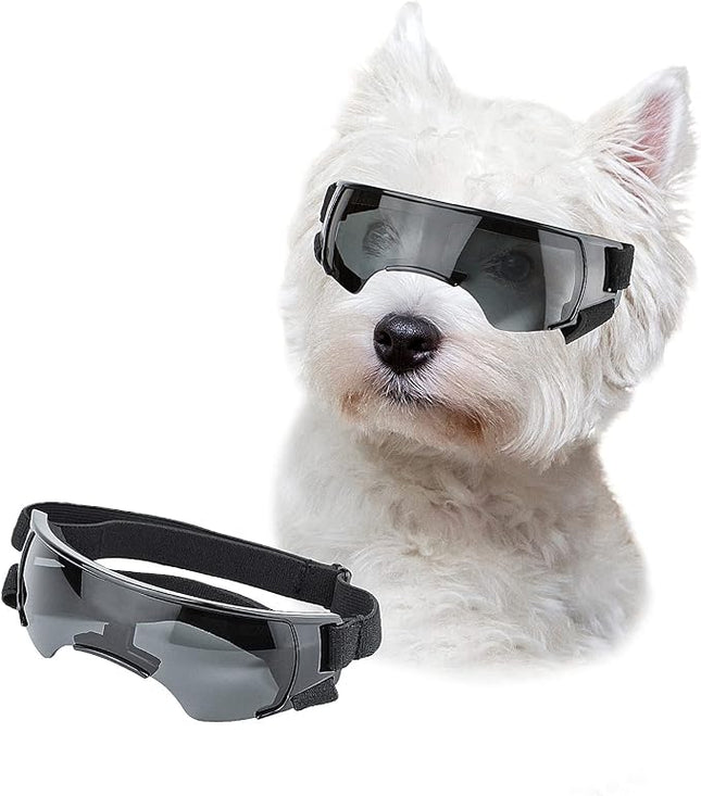 LESYPET Dog Goggles for Small Medium Dogs, UV Protection Dog Sunglasses with Foam Padded, Windproof Eye Protection Puppy Sunglasses for Riding Driving, Adjustable, Black