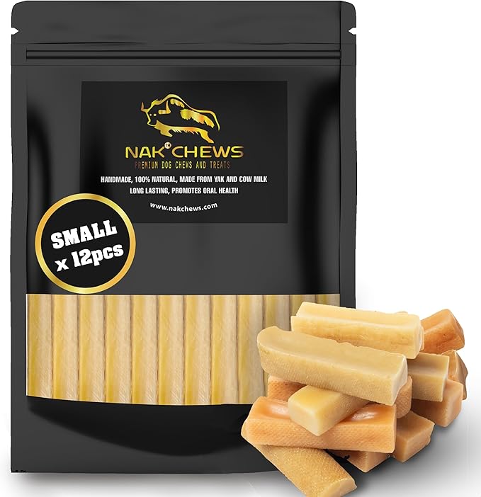 Himalayan Yak Cheese Dog Chews - Natural Healthy & Safe Treat for Small Dogs - Long Lasting Dental Chew Rich in Protein & Calcium - Gluten-Free Lactose-Free - 12 Chews for Small Dogs