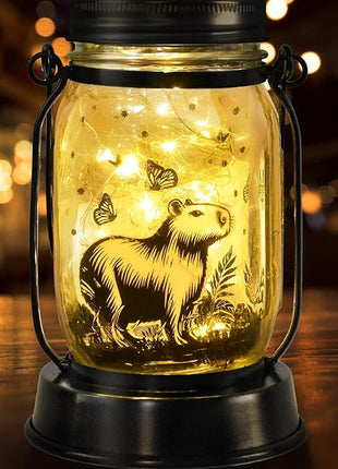 Capybara Gifts for Women/Men Capybara Solar Lanterns Mom Grandma Birthday Present Lantern Memorial Lights Solar Garden Decoration Outside for Yard, Patio,Backyard,Porch Torches