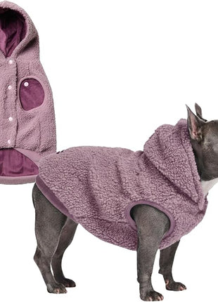 Spark Paws Fleece Dog Jacket, Hooded Sweater Vest, Warm Coat for Winter - Suitable for Small Medium Large XL XXL Breeds - Taupe - XL