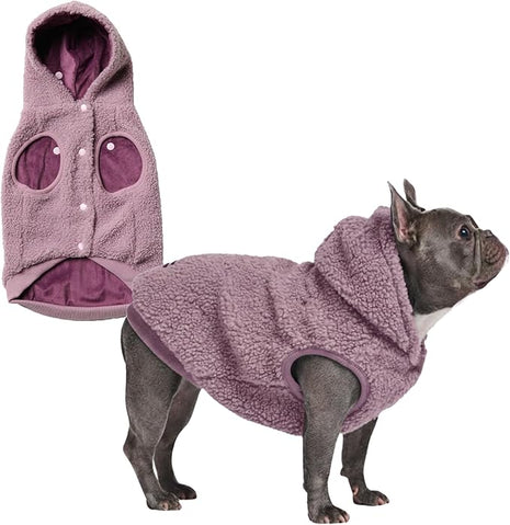 Spark Paws Fleece Dog Jacket, Hooded Sweater Vest, Warm Coat for Winter - Suitable for Small Medium Large XL XXL Breeds - Taupe - XL