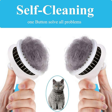 Cat Brush for Shedding, Self Cleaning Slicker Brush - Skin Friendly Deshedding Grooming Tool for Dogs Cats Rabbit Massage Removes Loose Undercoat