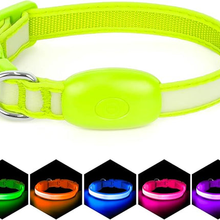 Light up Collar for Small Dog,Vizpet XS Adjustable Size Nylon Collar USB Rechargeable Bright Safety Pet Collar for Cats Small Dogs (Green, X-Small[ 8.66-11.9 inch/22cm-30cm])