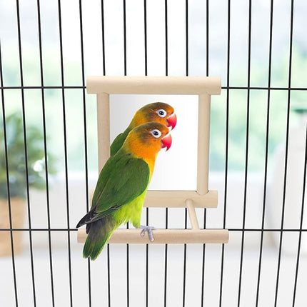 Bird Mirror with Perch Bird Toys for Parrots Budgies Parakeets Cockatiels Lovebirds Finches Canaries