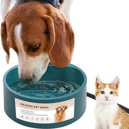 NAMSAN Heated Water Bowl for Outdoor Cats, 2.2L Heated Dog Bowl, Provides Drinkable Water in Winter, Heated Pet Drinker for Chickens Rabbits Birds Bath, Livestock Thermal Watering Trough