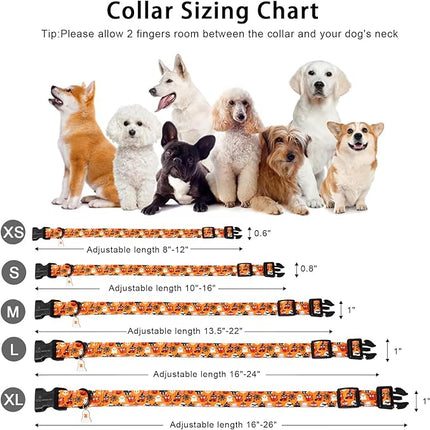 ARING PET Halloween Dog Collar, Ghost Pumpkin Spider Web Skeleton Pet Collars for Small Medium Large Girl Boy Dogs Puppy Collar with Quick Release Buckle-XS Size