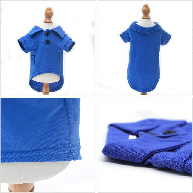 lovelonglong Basic Dog Polo Shirts Premium Cotton, Polo T-Shirts for Large Medium Small Dogs with a Two-Button Collar Blank Color Blue XL