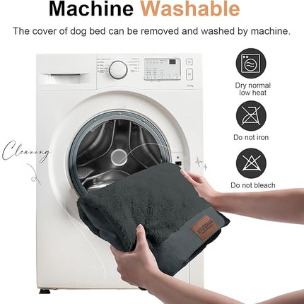 Large Dog Bed Orthopedic Washable: Jumbo Dog Bed Bolster Extra Large Dogs Egg Crate Foam Sofa Couch Waterproof Removable Cover - Dark Grey