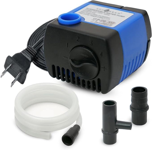 66 GPH Submersible Water Pump - Adjustable Quite Aquariums, Fountains, Hydroponics, and Pond Pump, 1.9 ft Lift, 2.5W - 2 Pack