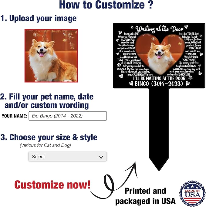 Pet Grave Markers Personalized Outdoor Animal Grave Markers Cross Pet Memorial Plaque Garden Decor to Remember Your Dogs Yard Stake Grave Supplies Photo In Loving Memory Animal Cats Cross