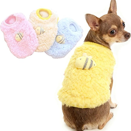 FLAdorepet 3 Packs Teacup Dog Cat XXS Clothes for Chihuahua Yorkie,Winter Warm Fleece Puppy Pet Clothes Sweater Shirt Vest for Mini Newborn Extra Small Dogs (3 Packs, XXS(Pet 1-2LBS))