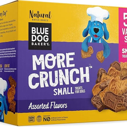 Blue Dog Bakery More Crunch Small Assorted Flavors, Dog Biscuits, Healthy Treats, All Natural, Bacon, Chicken, Cheese, Peanut Butter, 5 lb (Pack of 1)