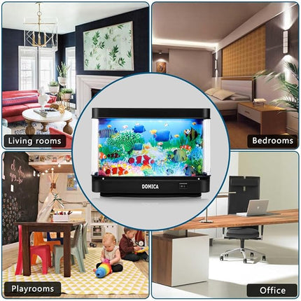 Fake Fish Tank with Moving Fish, Decorative Aquarium Lamp, Artificial Tropical Marine Tank, LED Mood Light Office Table Light, Fun Gifts