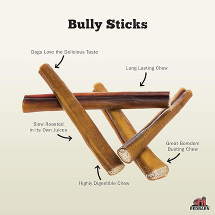 Redbarn Pet Products Straight 5" Bully Sticks - Long Lasting Dog Chew, All Natural Bully Bones (50-Count)