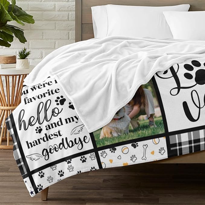 Artsadd Peporsonalized Photo Dog Blanket - Custom Pet Memorial Gift for Loss of Dog or Cat, Memorial Gift for Loss of Pet