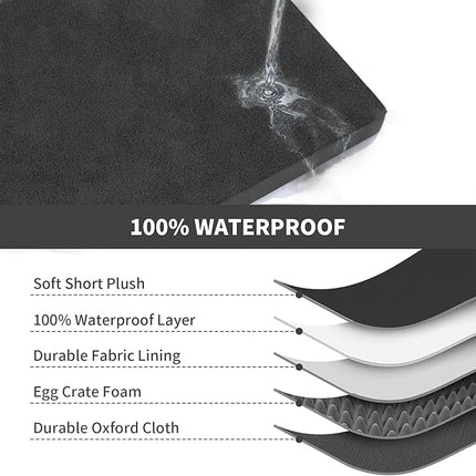Plush Orthopedic Dog Bed for Medium Dogs & Puppies, Waterproof Dog Beds 29x18 Inch with Removable Washable Cover, Egg Crate Foam Flat Pet Mat, Black